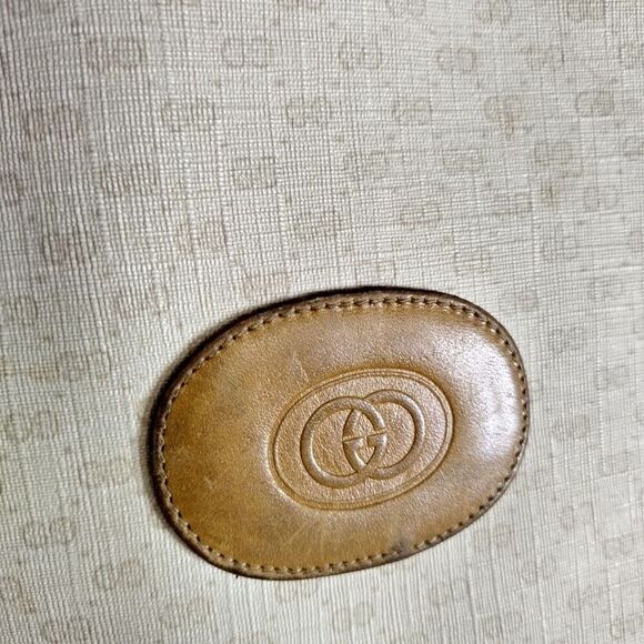 AS IS Gucci Vintage Beige Monogram Canvas Large Tote Bag with Strap - Picture 3 of 16